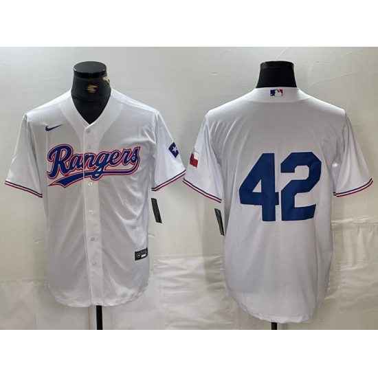Men's Texas Rangers #42 Jackie Robinson White Cool Base Stitched Baseball Jersey - Ujersey