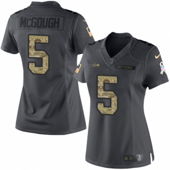 Women's Nike Seattle Seahawks #5 Alex McGough Limited Black 2016 Salute to Service NFL Jersey - Ujersey