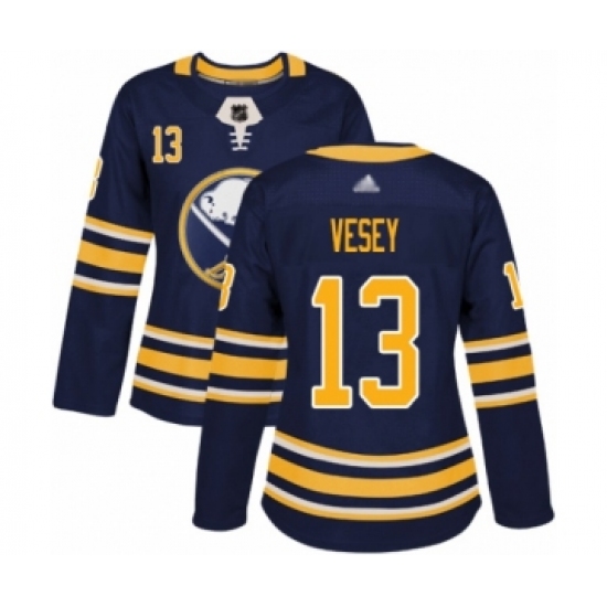 Women's Buffalo Sabres #13 Jimmy Vesey Authentic Navy Blue Home Hockey Jersey - Ujersey