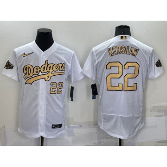 Men's Los Angeles Dodgers #22 Clayton Kershaw Number White 2022 All Star Stitched Flex Base Nike Jersey - Ujersey