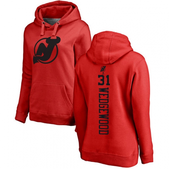 NHL Women's Adidas New Jersey Devils #31 Scott Wedgewood Red One Color Backer Pullover Hoodie - ujerseystore