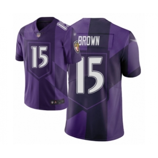 Women's Baltimore Ravens #15 Marquise Brown Limited Purple City Edition Football Jersey - Ujersey