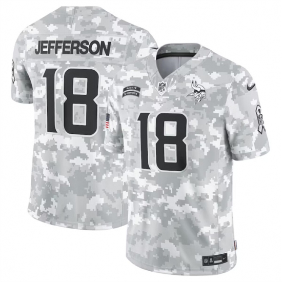 Men's Minnesota Vikings #18 Justin Jefferson 2024 Arctic Camo Salute To Service Limited Stitched Football Jersey - Ujersey