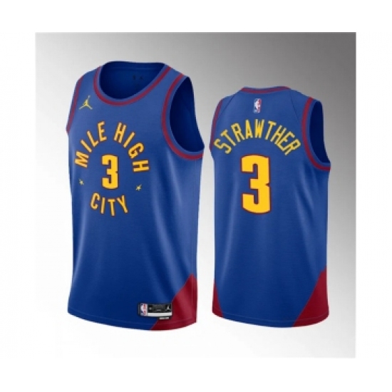 Men's Denver Nuggets #3 Julian Strawther Blue 2023 Draft Statement Edition Stitched Basketball Jersey - Ujersey