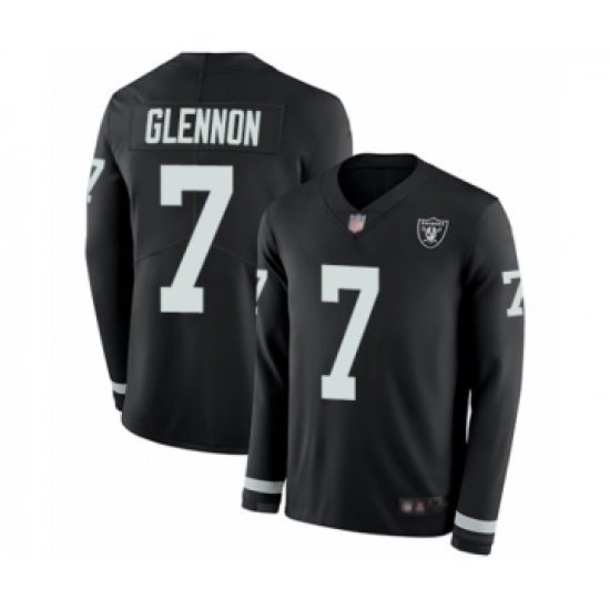 Youth Oakland Raiders #7 Mike Glennon Limited Black Therma Long Sleeve Football Jersey