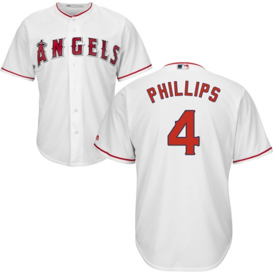 Men's Majestic Los Angeles Angels of Anaheim #4 Brandon Phillips Replica White Home Cool Base MLB Jersey - Ujersey