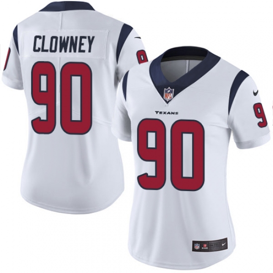 Women's Nike Houston Texans #90 Jadeveon Clowney Elite White NFL Jersey - Ujersey
