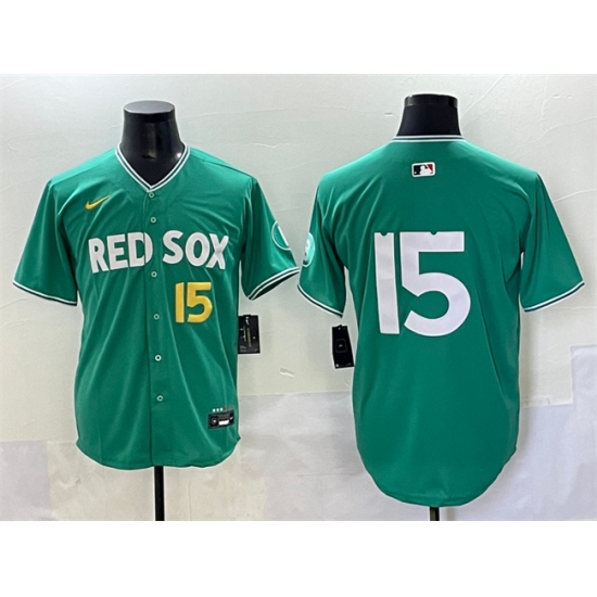 Men's Boston Red Sox #15 Dustin Pedroia Green 2025 City Connect Limited Stitched Baseball Jersey - Ujersey
