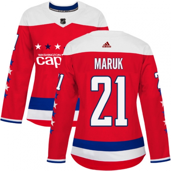 Women's Adidas Washington Capitals #21 Dennis Maruk Authentic Red Alternate NHL Jersey - Ujersey