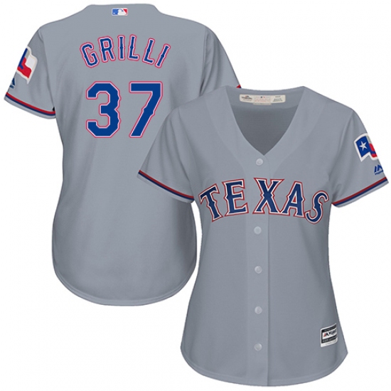 Women's Majestic Texas Rangers #37 Jason Grilli Authentic Grey Road Cool Base MLB Jersey - Ujersey