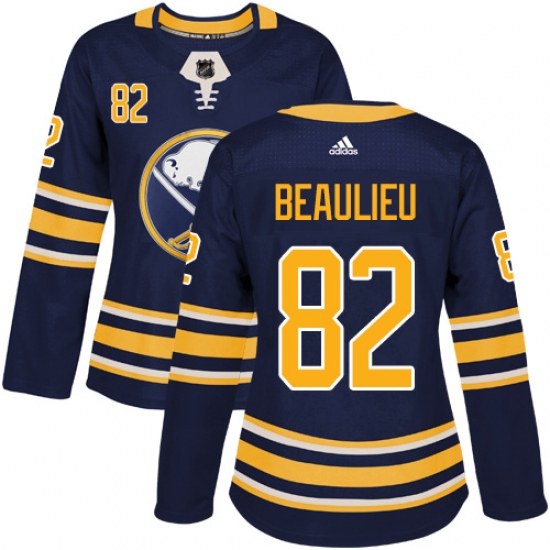 Women's Adidas Buffalo Sabres #82 Nathan Beaulieu Authentic Navy Blue Home NHL Jersey - Ujersey