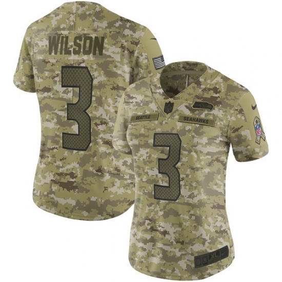 Women's Nike Seattle Seahawks #3 Russell Wilson Limited Camo 2018 Salute to Service NFL Jersey - Ujersey