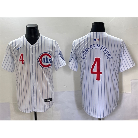 Men's Chicago Cubs #4 Pete Crow-Armstrong White Pinstripe 2nd Alternate Limited Stitched Baseball Jersey - Ujersey