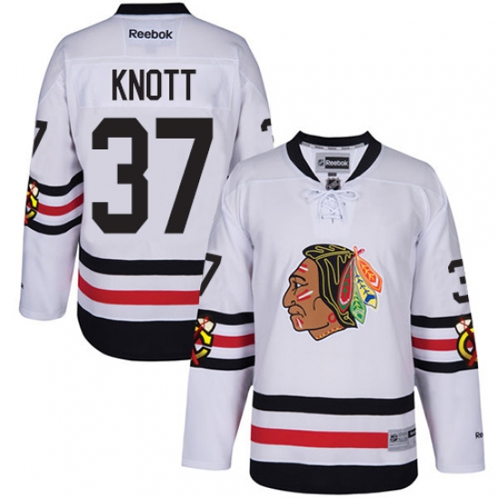 Men's Reebok Chicago Blackhawks #37 Graham Knott Premier White 2017 Winter Classic NHL Jersey - Ujersey