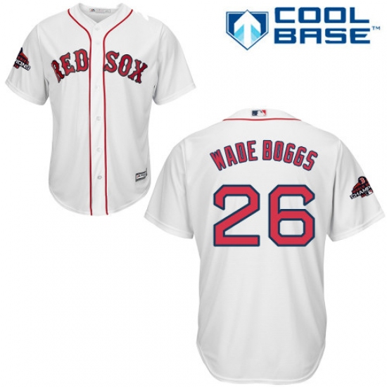 Youth Majestic Boston Red Sox #26 Wade Boggs Authentic White Home Cool Base 2018 World Series Champions MLB Jersey - Ujersey