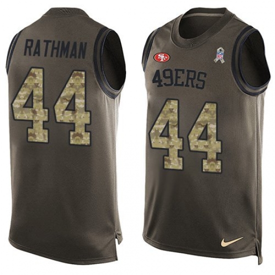 Men's Nike San Francisco 49ers #44 Tom Rathman Limited Green Salute to Service Tank Top NFL Jersey - Ujersey