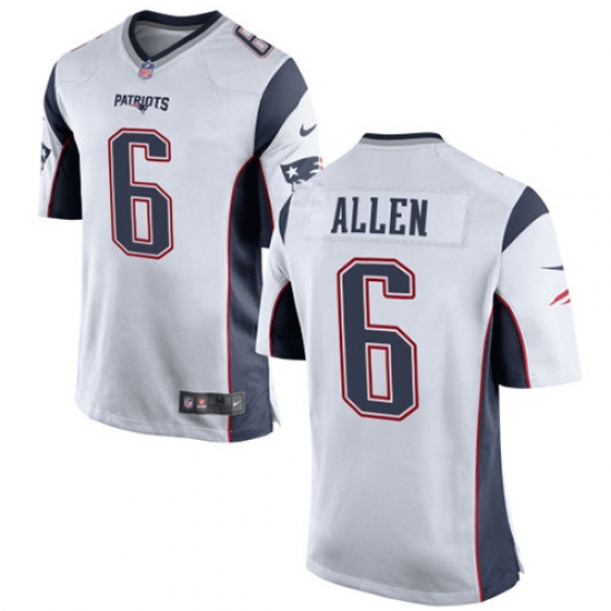 Men's Nike New England Patriots #6 Ryan Allen Game White NFL Jersey - Ujersey