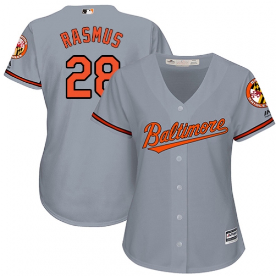 Women's Majestic Baltimore Orioles #28 Colby Rasmus Replica Grey Road Cool Base MLB Jersey - Ujersey