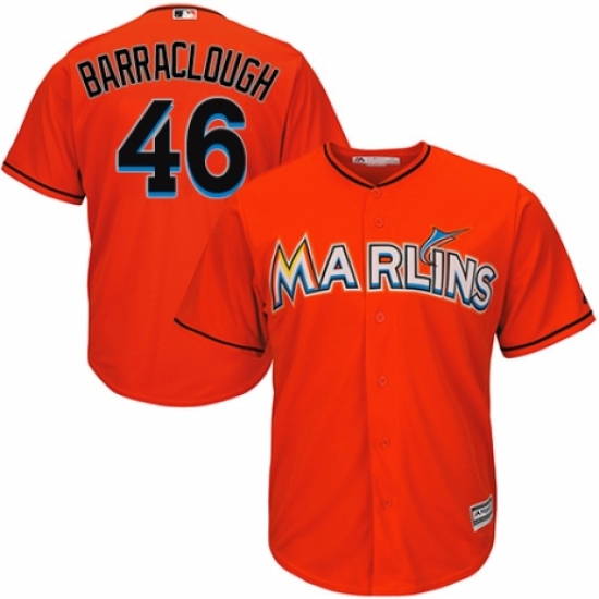 Youth Majestic Miami Marlins #46 Kyle Barraclough Authentic Orange Alternate 1 Cool Base MLB Jersey - Ujersey