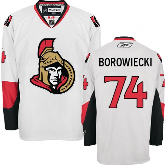 Men's Reebok Ottawa Senators #74 Mark Borowiecki Authentic White Away NHL Jersey - Ujersey