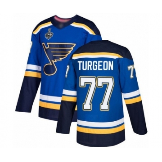 Men's St. Louis Blues #77 Pierre Turgeon Authentic Royal Blue Home 2019 Stanley Cup Final Bound Hockey Jersey - Ujersey