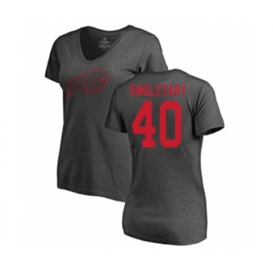 Football Women's Buffalo Bills #40 Devin Singletary Ash One Color T-Shirt - Ujersey