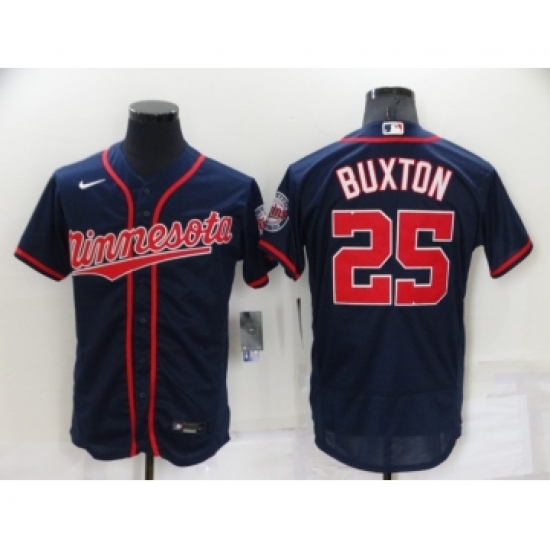 Men's Washington Nationals #25 Byron Buxtonon Navy Blue With Team Patch Stitched MLB Flex Base Jersey - Ujersey