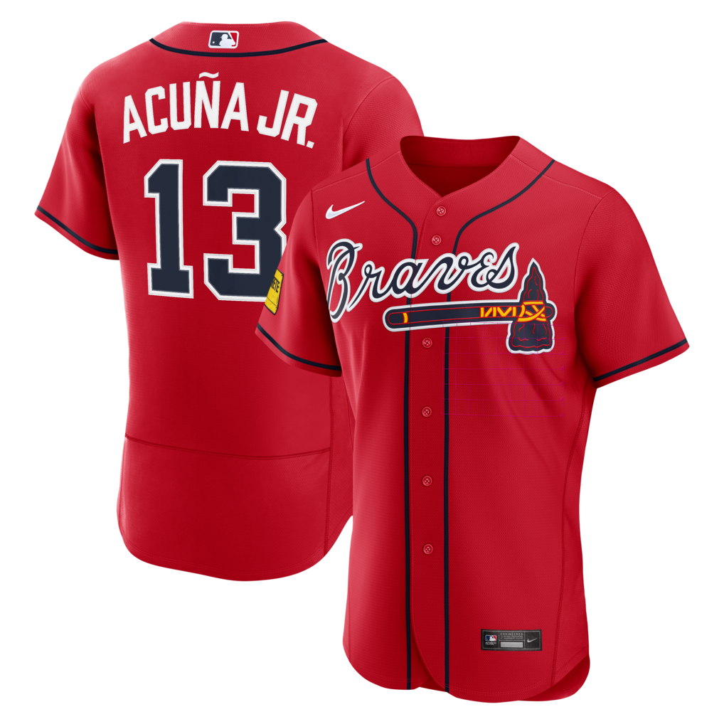 Men's Atlanta Braves Ronald Acuña Jr. Nike Red Alternate Authentic Sponsor Patch Jersey - Ujersey