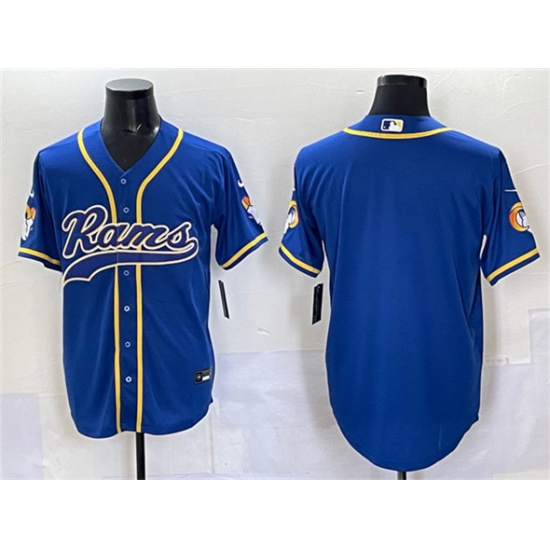 Men's Los Angeles Rams Blank Royal Cool Base Stitched Baseball Jersey - Ujersey