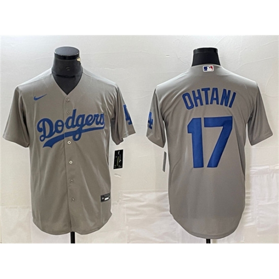 Men's Los Angeles Dodgers #17 Shohei Ohtani Gray Cool Base Stitched Jersey - Ujersey