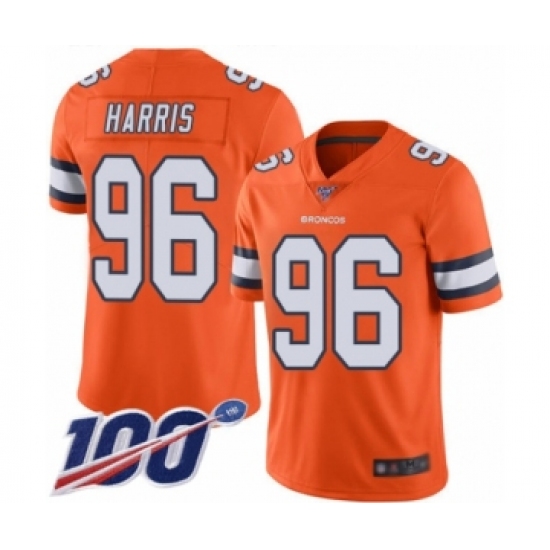 Youth Denver Broncos #96 Shelby Harris Limited Orange Rush Vapor Untouchable 100th Season Football Jersey - Ujersey
