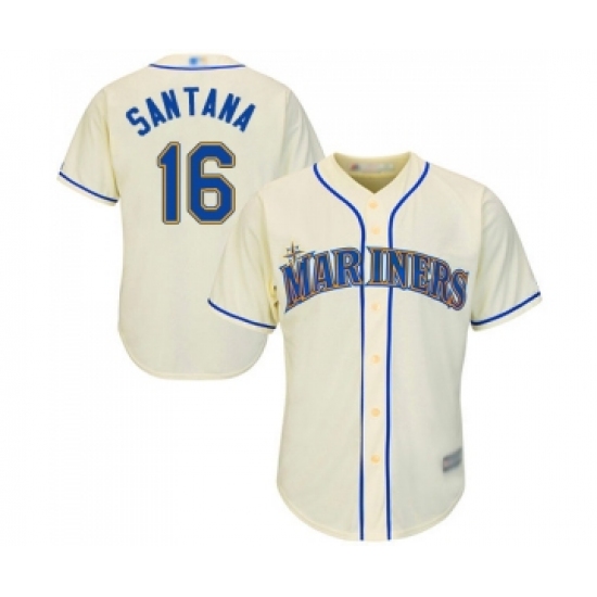 Men's Seattle Mariners #16 Domingo Santana Replica Cream Alternate Cool Base Baseball Jersey - Ujersey