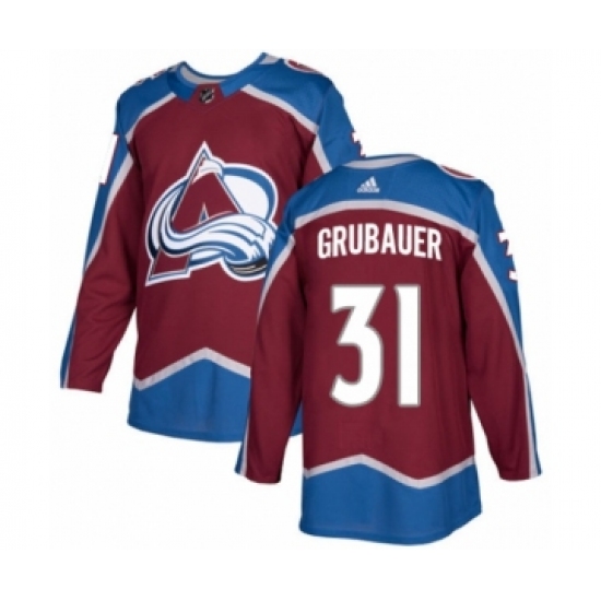 Men's Adidas Colorado Avalanche #31 Philipp Grubauer Premier Burgundy Red Home NHL Jersey - Ujersey