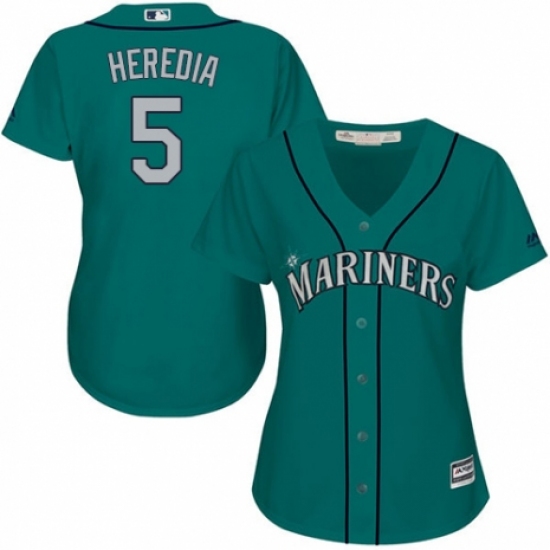 Women's Majestic Seattle Mariners #5 Guillermo Heredia Authentic Teal Green Alternate Cool Base MLB Jersey - Ujersey