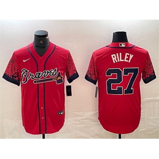 Men's Atlanta Braves #27 Austin Riley Red City Connect Cool Base Stitched Baseball Jersey - Ujersey