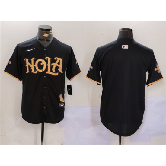 Men's New Orleans Saints Blank Black Cool Base Stitched Baseball Jersey - ujerseystore