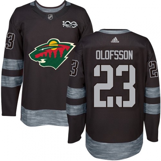 Men's Adidas Minnesota Wild #23 Gustav Olofsson Premier Black 1917-2017 100th Anniversary NHL Jersey - Ujersey