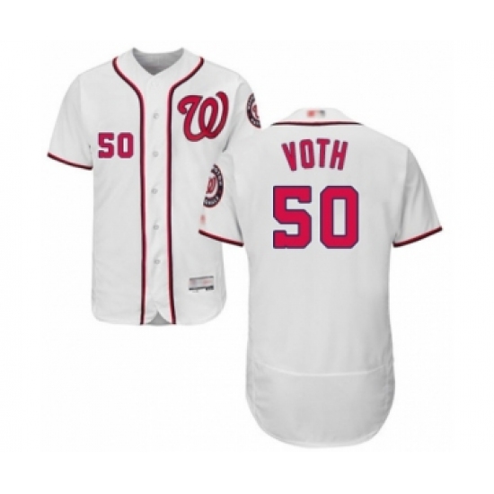 Men's Washington Nationals #50 Austin Voth White Home Flex Base Authentic Collection Baseball Player Jersey - Ujersey