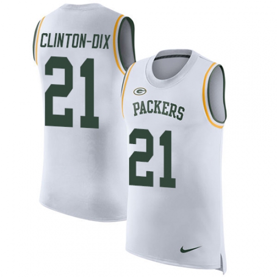 Men's Nike Green Bay Packers #21 Ha Ha Clinton-Dix Limited White Rush Player Name & Number Tank Top NFL Jersey - Ujersey