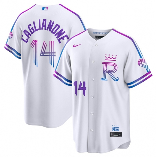 Men's Kansas City Royals #14 Jac Caglianone White 2026 City Connect Stadium Stitched Baseball Jersey - Ujersey