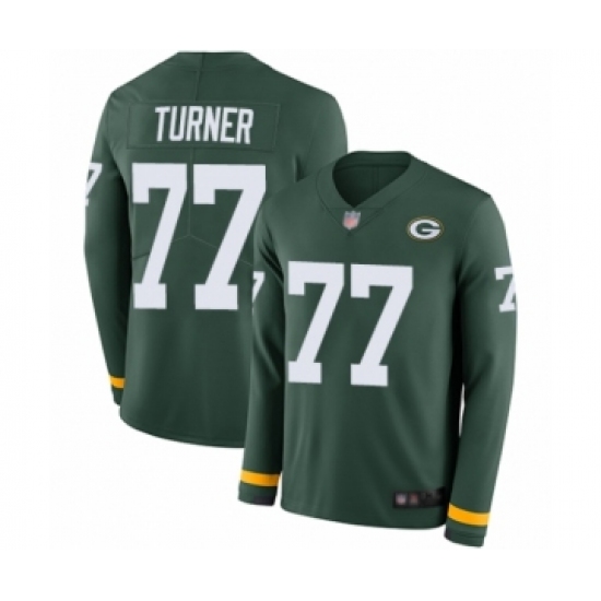 Youth Green Bay Packers #77 Billy Turner Limited Green Therma Long Sleeve Football Jersey - Ujersey