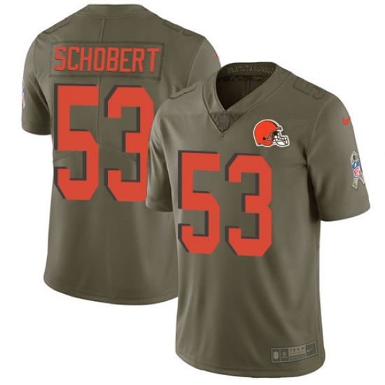 Men's Nike Cleveland Browns #53 Joe Schobert Limited Olive 2017 Salute to Service NFL Jersey - Ujersey
