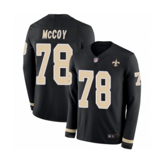 Youth New Orleans Saints #78 Erik McCoy Limited Black Therma Long Sleeve Football Jersey - Ujersey
