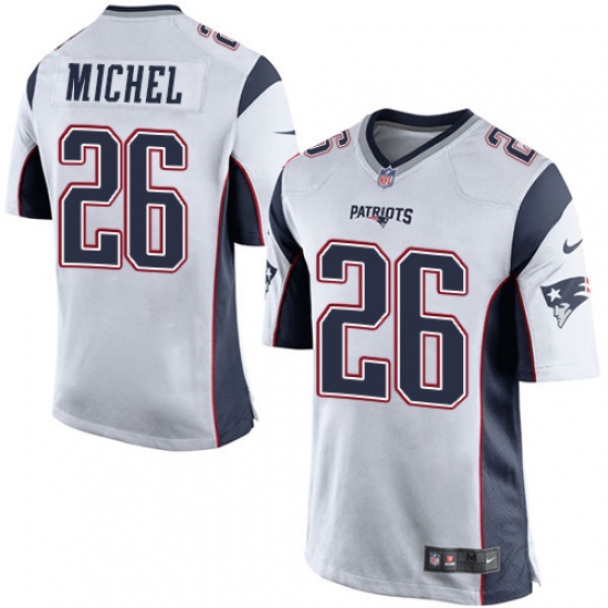 Men's Nike New England Patriots #26 Sony Michel Game White NFL Jersey - Ujersey