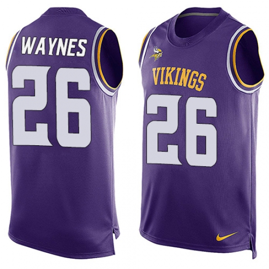 Men's Nike Minnesota Vikings #26 Trae Waynes Limited Purple Player Name & Number Tank Top NFL Jersey - Ujersey