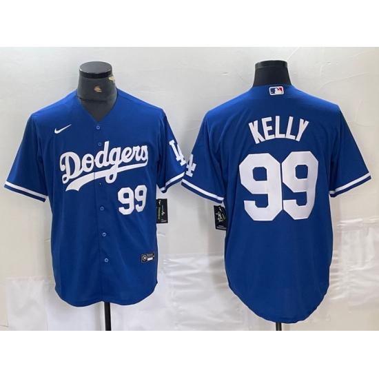 Mens Los Angeles Dodgers #99 Joe Kelly Number Blue Stitched Cool Base Nike Jersey - Ujersey