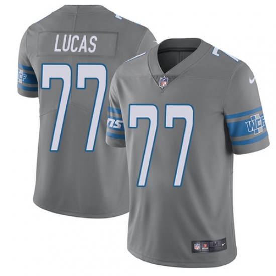 Men's Nike Detroit Lions #77 Cornelius Lucas Elite Steel Rush Vapor Untouchable NFL Jersey - Ujersey