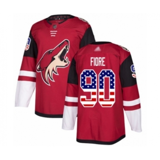 Men's Arizona Coyotes #90 Giovanni Fiore Authentic Red USA Flag Fashion Hockey Jersey - Ujersey