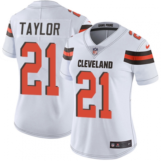 Women's Nike Cleveland Browns #21 Jamar Taylor White Vapor Untouchable Limited Player NFL Jersey - Ujersey