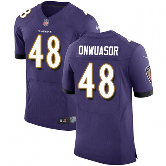 Men's Nike Baltimore Ravens #48 Patrick Onwuasor Elite Purple Team Color NFL Jersey - Ujersey
